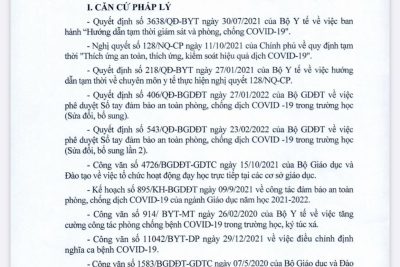 Trường THCS Mỹ Hưng thông báo hướng dẫn 240/HDLN-SGDĐT-SYT ngày 25/2/2022 hướng dẫn về phương án xử trí khi có trường hợp mắc COVID-19 trường hợp cso nguy có mắc Covid-19 tại các cơ sở giáo dục trên địa bàn tỉnh Nam Định